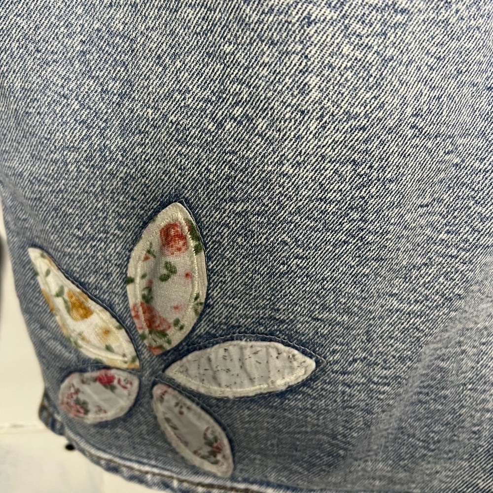 Driftwood X Free People Shabby Chic Floral Embroidered Denim Jacket NWT - Picture 8 of 12